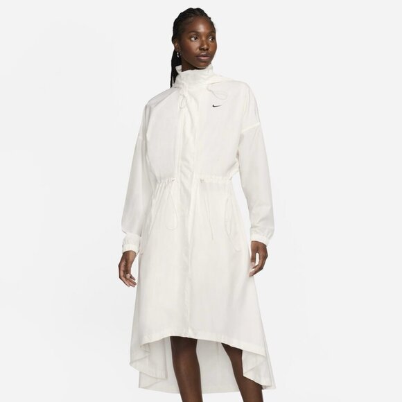NEW Nike Sportswear Essential Trench Coat White Lightweight Womens L FN2843-133 - Picture 1 of 6
